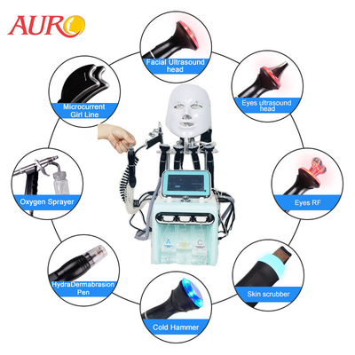 9 en 1 máquina Hydradermabrasion Aqua Peel Facial Machine de la burbuja del RF H2O2