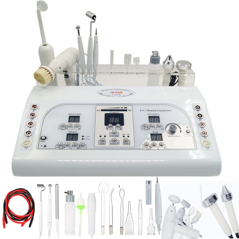8 en 1 retiro galvánico de la etiqueta de la piel del vacío de la máquina facial multifuncional ultrasónica