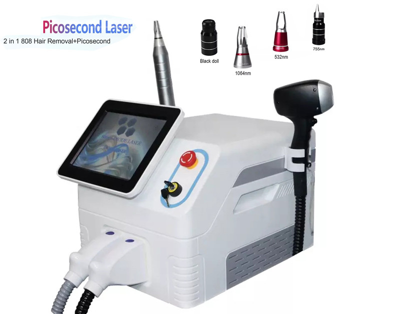 2 en sistema del retiro del pelo del laser del diodo de la máquina 808nm del retiro del tatuaje del laser de 1 picosegundo